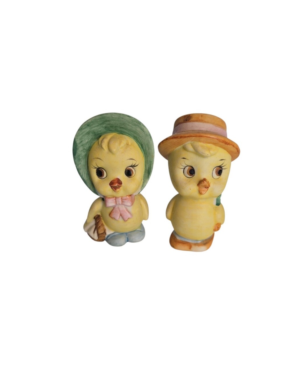 Vintage Lefton Anthropomorphic Baby Ducks Salt And Pepper Shakers Porcelain READ